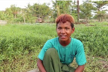 Mvulana Ko Ko Kyaw ambaye amekuwa akifanya kazi tangu alipokuwa na umri wa miaka 7 nchini Myanmar.