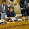 من الأرشيف: كارولين زيادة، ممثلة الأمين العام الجديدة في كوسوفو، تلقي كلمة بلادها لبنان في مجلس الأمن حول سوريا، عندما كانت تشغل منصب نائب المندوب الدائم للبنان لدى الأمم المتحدة.