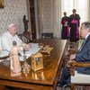 Secretary-General António Guterres (right) has an audience with Pope Francis at the Vatican in Rome.