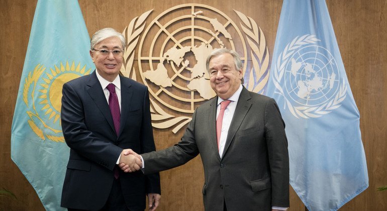 联合国秘书长古特雷斯会见哈萨克斯坦共和国总统托卡耶夫。