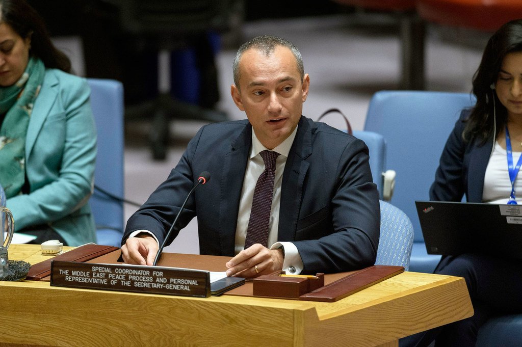 Le Coordonnateur spécial des Nations Unies pour le processus de paix au Moyen-Orient, Nickolay Mladenov, devant le Conseil de sécurité.