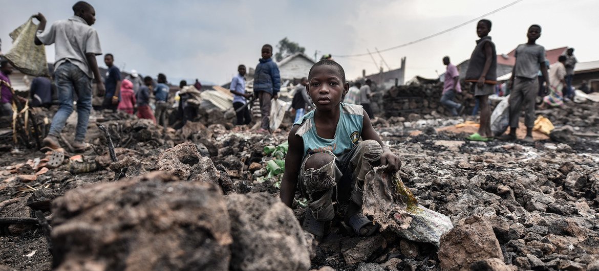 Children are at risk following the volcanic eruption in Goma, Democratic Republic of the Congo.