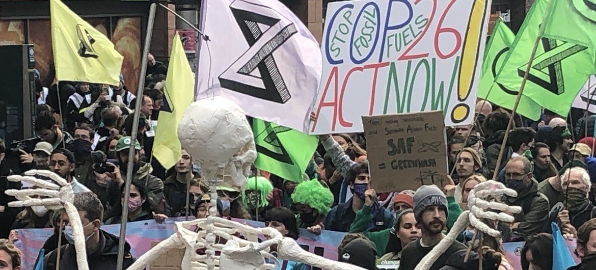 Manifestation en faveur de l'action climatique à Glasgow, lors de la COP26.