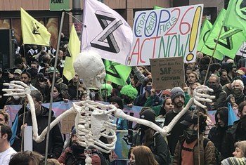 Climate action protest in Glasgow during COP26, the UN Climate Conference.