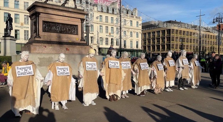 Climate change protesters in Glasgow city centre, during COP26