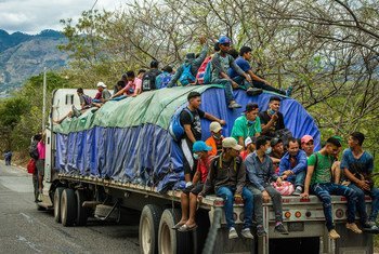 Caravana migrante en Guatemala.
