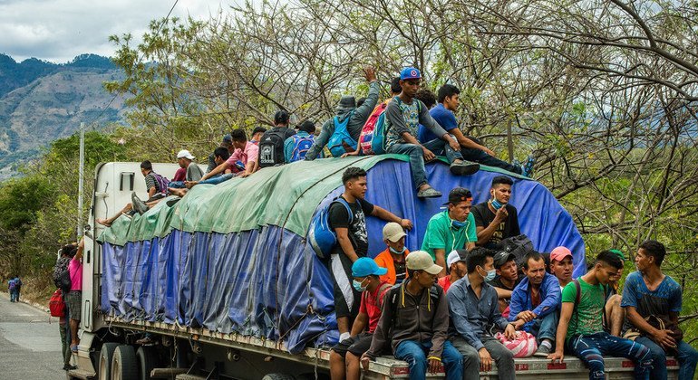 Caravana migrante en Guatemala.