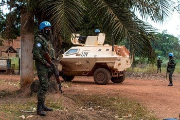 MINUSCA peacekeepers on patrol in Bangassou, Central African Republic.