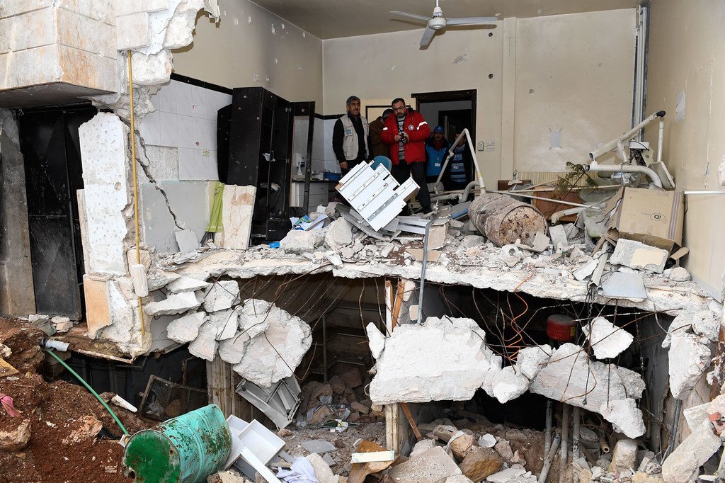 Un centro de salud destruido en la ciudad siria de Aleppo.