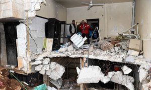 A destroyed health centre in east Aleppo, Syria.