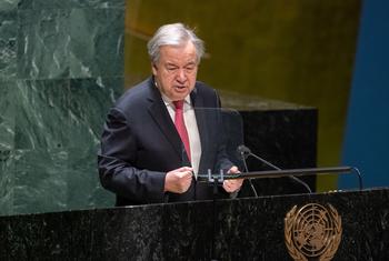 Le Secrétaire général de l'ONU, António Guterres, présente ses priorités pour 2022 à l'Assemblée générale des Nations Unies.