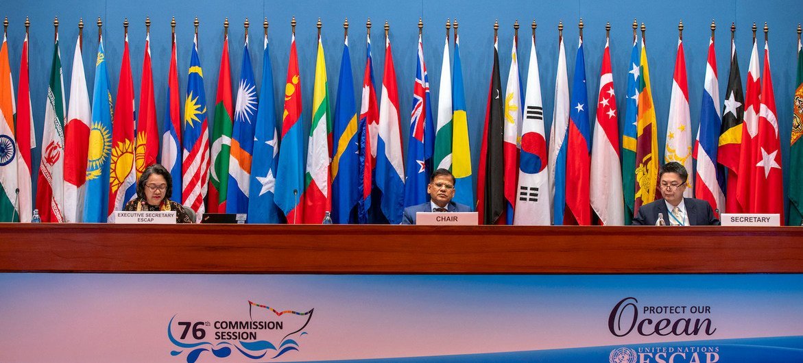 Executive Secretary Armida Alisjahbana (left) with other participants at the 76th session of the Economic and Social Commission for Asia and the Pacific (ESCAP) in Bangkok.