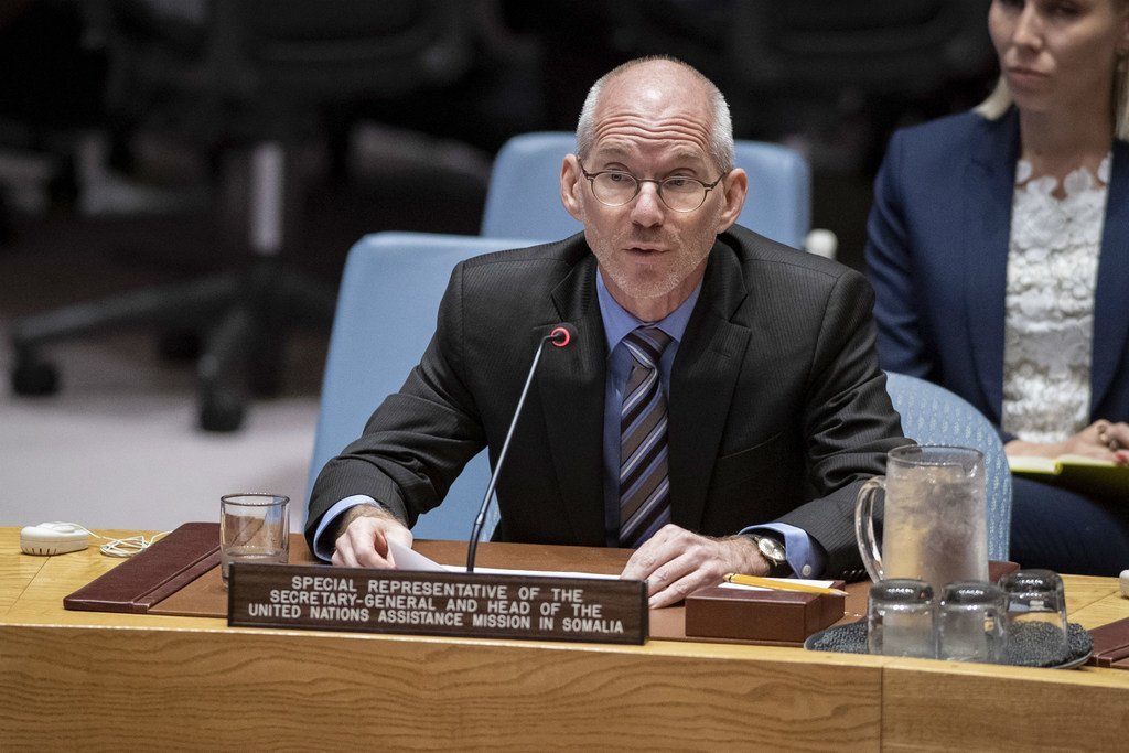2019年8月21日，联合国秘书长特别代表兼联合国索马里援助团团长詹姆斯·斯旺在安理会做情况通报。