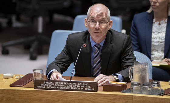 O representante especial do secretário-geral para a Somália, James Swan, falando em sessão do Conselho de Segurança