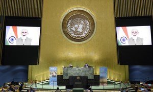 联合国大会举行高级别会议，纪念联合国成立75周年。印度总理莫迪通过视频向活动致辞。