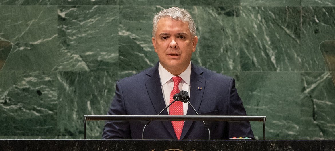El Presidente de Colombia, Iván Duque Márquez, interviene en el debate general de la 76ª sesión de la Asamblea General de la ONU.