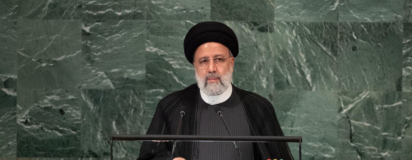 伊朗总统赛义德·易卜拉欣·莱希在一般性辩论上发言。