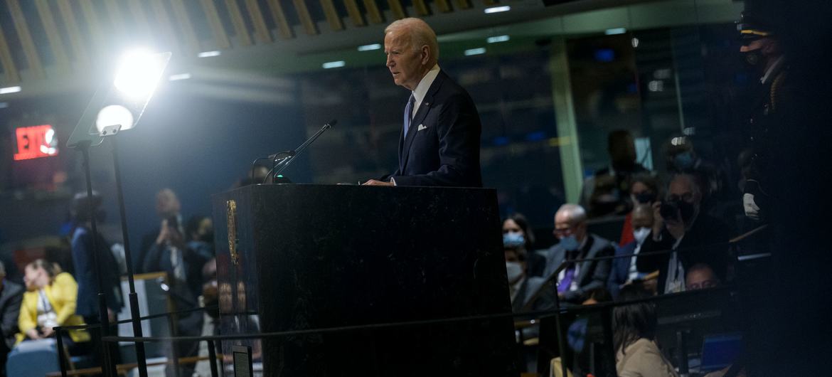 O presidente Biden, dos Estados Unidos, discursa no debate geral da septuagésima sétima sessão da Assembleia Geral