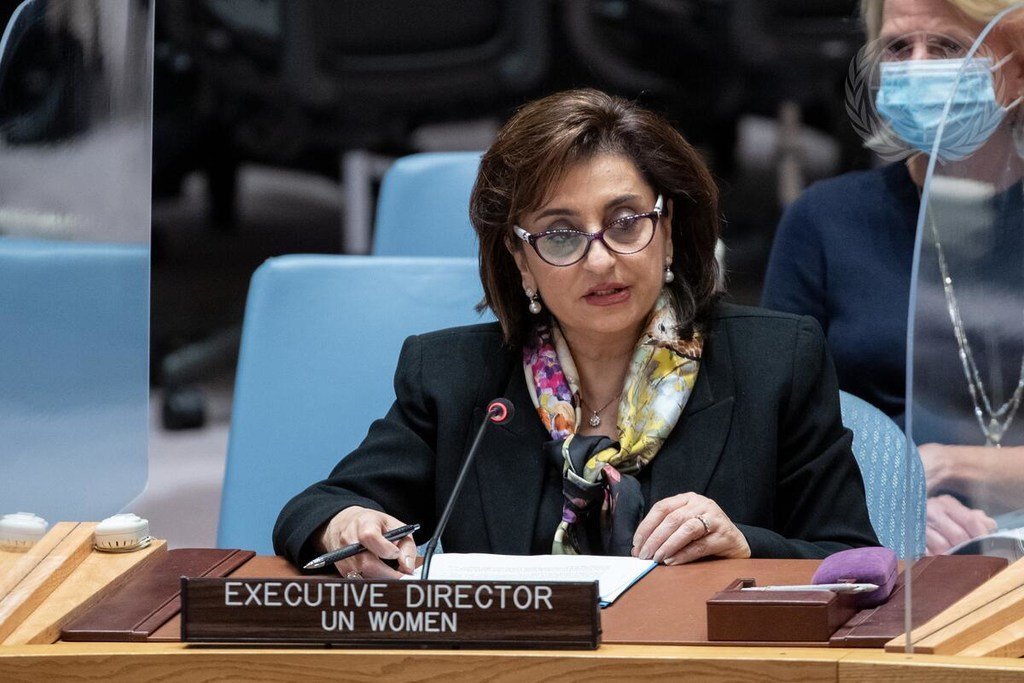 Sima Bahous, directora ejecutiva de ONU Mujeres, durante la reunión del Consejo de Seguridad sobre sobre la mujer y la paz y la seguridad.