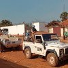 جنود حفظ سلام تابعون للأمم المتحدة  يقومون بدوريات في بلدة كاغا باندورو في جمهورية أفريقيا الوسطى.