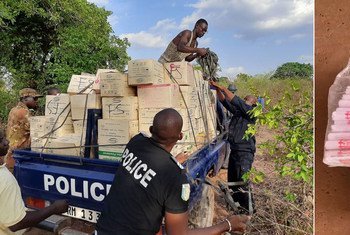En Malí (izquierda) y Níger, los agentes del orden interceptan armas de fuego, municiones y explosivos ilícitos.