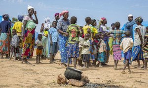 Displaced people in Burkina Faso gather  gather in a camp in Pissila town in the northeast of the country.