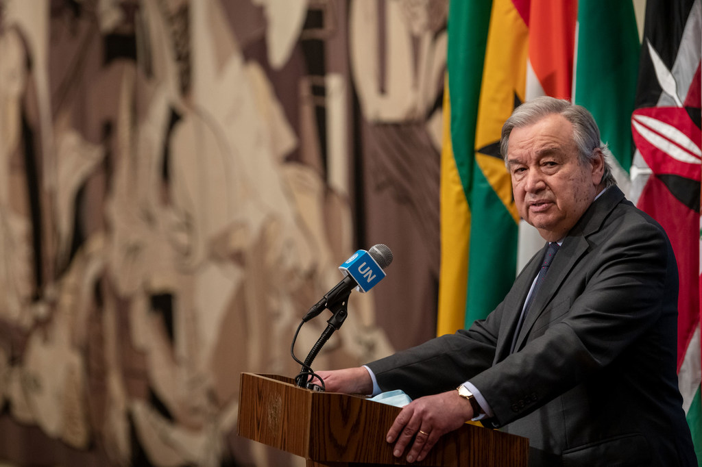 El Secretario General, António Guterres, informa a la prensa sobre la crisis en Ucrania.