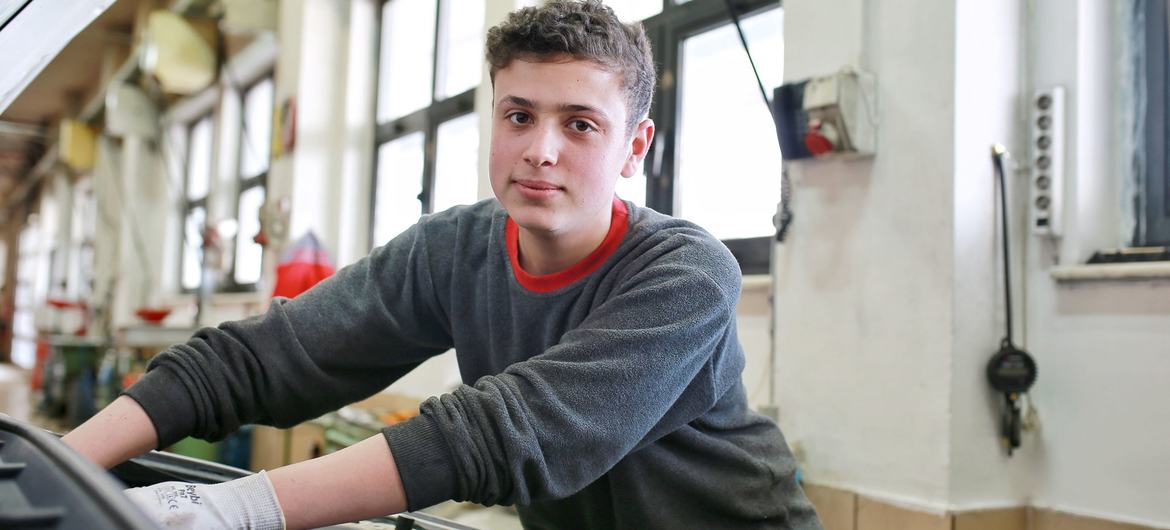 A young man during an apprenticeship training in Turkey.
