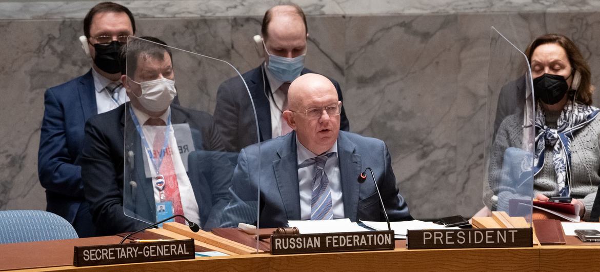 Чрезвычайное заседание Совбеза ООН по Украине прошло под председательством Постпреда РФ В.Небензи. 