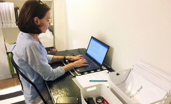 The ILO's Susan Hayter has been telecommuting during the coronavirus pandemic.