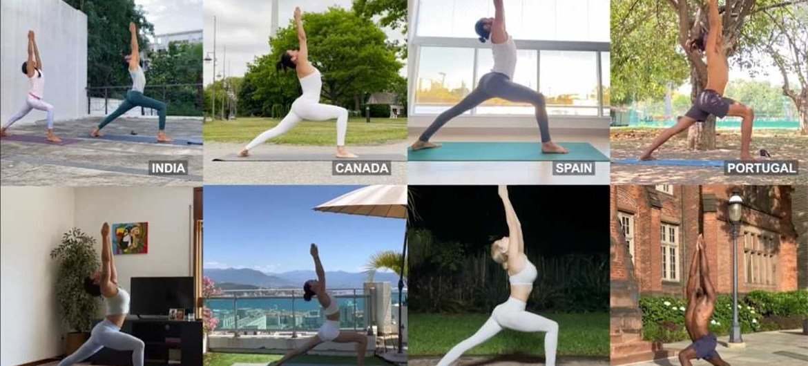 来自世界各地的瑜伽练习者进行了约40分钟的阿斯汤加一序列瑜伽演示。