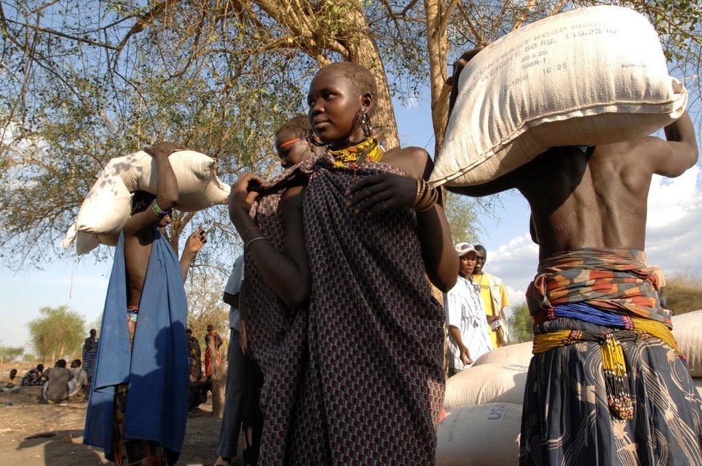 Le Programme alimentaire mondial (PAM) distribue de la nourriture dans la zone administrative du Grand Pibor, dans la partie orientale du Soudan du Sud