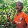Xavier Kaserka, mtoto mwenye umri wa miaka 7 anayelima bustani huko Goma, Kivu Kaskazini nchini DRC.