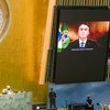 El presidente de Brasil, Jair Bolsonaro se dirige a la Asamblea General en un mensaje en vídeo.
