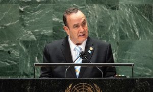 El Presidente de Guatemala, Alejandro Giammattei Falla, interviene en el debate general de la 76ª sesión de la Asamblea General de la ONU.