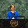 President Kersti Kaljulaid of Estonia addresses the general debate of the UN General Assembly’s 76th session.