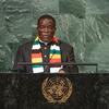Rais wa Zimbabwe Emmerson Dambudzo Mnangagwa akihutubia Mjadala Mkuu wa mkutano wa 77 wa Baraza Kuu la UN