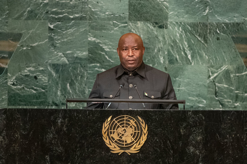 Rais wa Burundi Evariste Ndayishimiye wa Burundi akihutubia mjadala mkuu wa mkutano wa 77 wa Baraza Kuu la UN