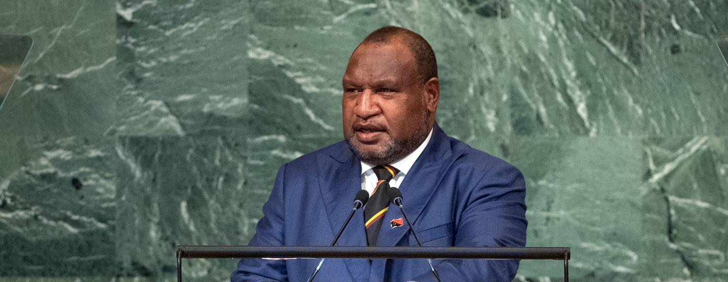 巴布亚新几内亚的总理马拉佩在联大第77届会议一般性辩论上发言。