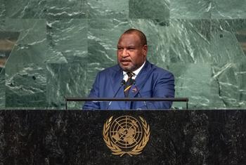 巴布亚新几内亚的总理马拉佩在联大第77届会议一般性辩论上发言。