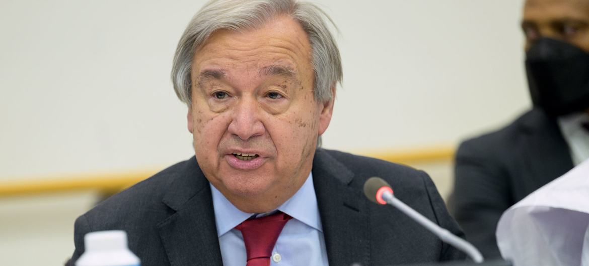Secretary-General António Guterres addresses a high-level meeting on the Sahel during the seventy-seventh session of the United Nations General Assembly.