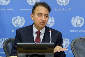 Javaid Rehman, Rapporteur spécial sur la situation des droits de l'homme en République islamique d'Iran, informe les journalistes.