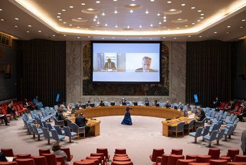 秘书长负责非洲之角事务的特使帕南·安南加（左）和主管和平行动副秘书长让·皮埃尔·拉克鲁瓦（右）向联合国安理会成员简要介绍了苏丹和南苏丹的情况和阿卜耶伊局势。