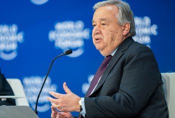 El Secretario General de las Naciones Unidas, António Guterres, se dirige a la Reunión Anual del Foro Económico Mundial 2020 en Davos, Suiza. 