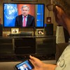 联合国秘书长古特雷斯在联合国网络电视上播出的虚拟新闻发布会上呼吁全球停火。