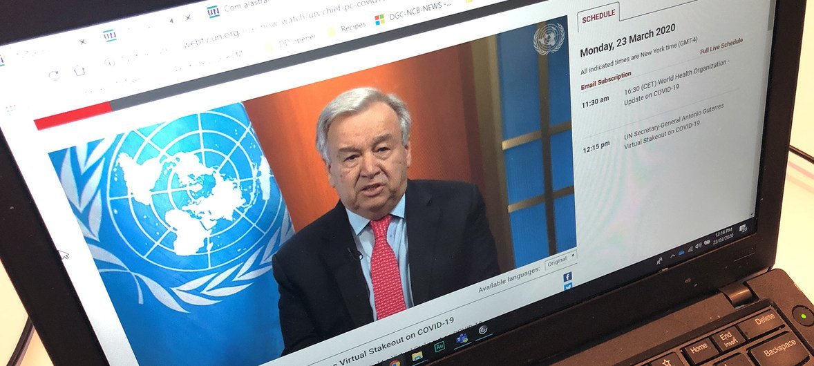 Le Secrétaire général de l'ONU, António Guterres, appelle à cessez-le-feu mondial, lors d'une conférence de presse virtuelle.
