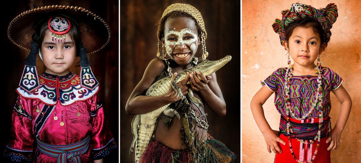 Этим девочкам из российского Приамурья, Папуа Новой Гвинеи и Гватемалы очень идут традиционные костюмы их народов.