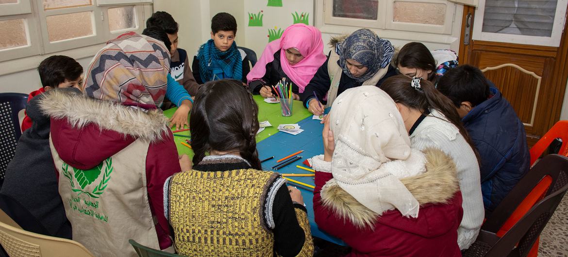 Young people in Syria attend a life skills and employability training session.