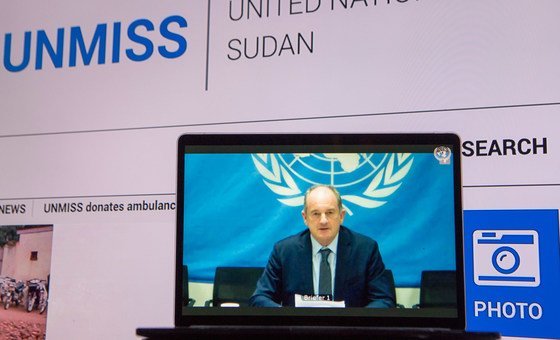 رئيس بعثة الأمم المتحدة إلى جنوب السودان، ديفيد شيرر، يقدم إحاطة أمام مجلس الأمن.