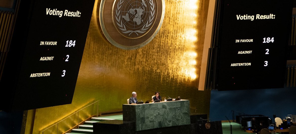 UN General Assembly votes on the necessity of ending the economic, commercial and financial embargo imposed by the United States against Cuba.